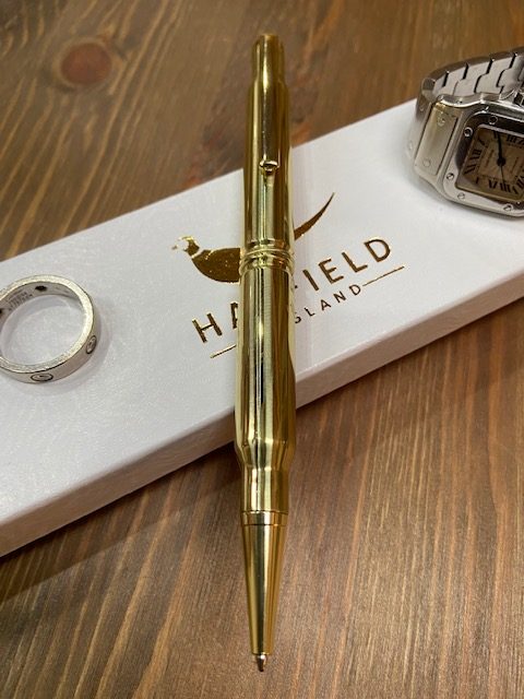 Real Bullet Casing Refillable Twist Pen- Polished Brass