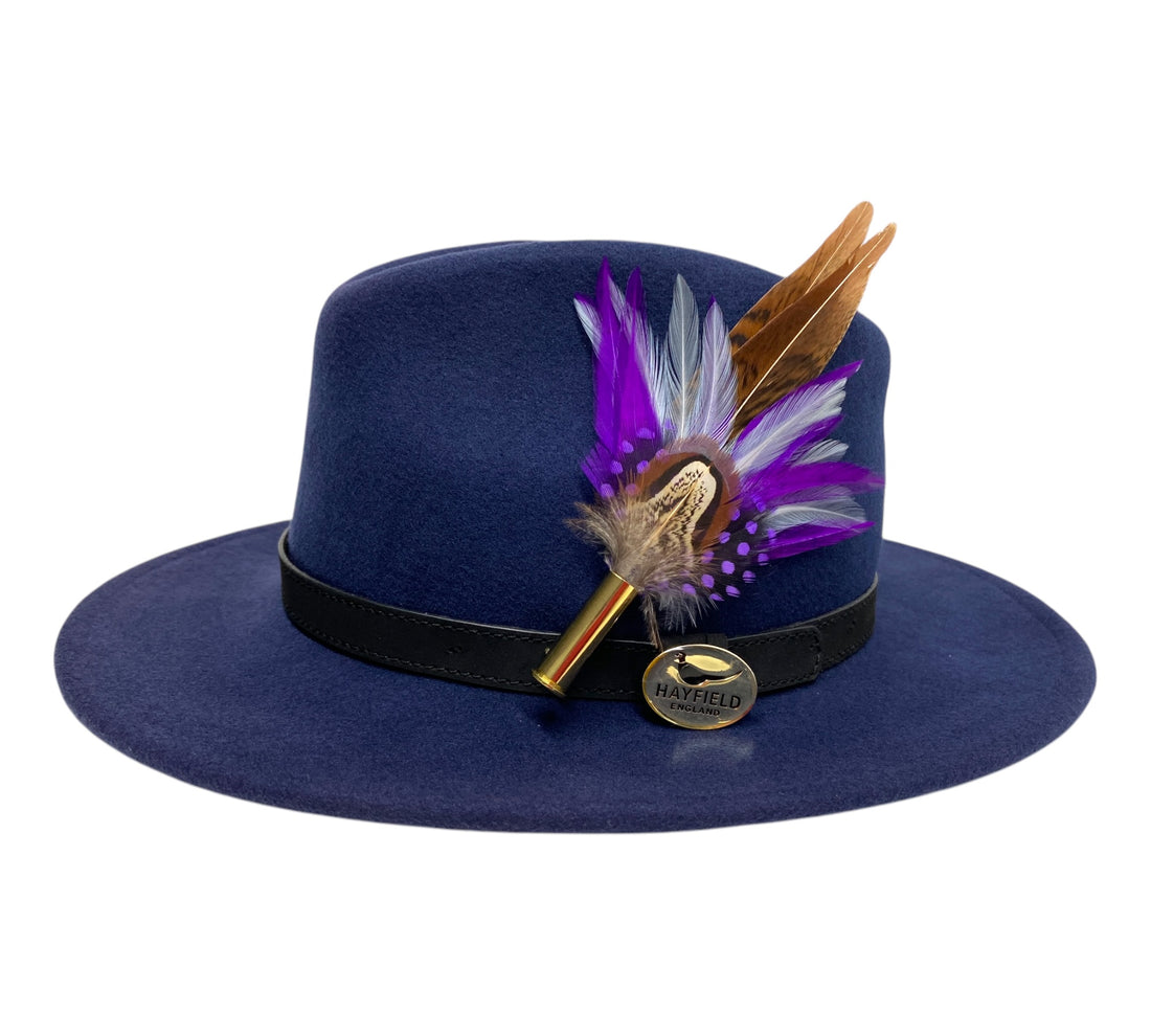 Seconds Product - Navy Blue Fedora And Feather