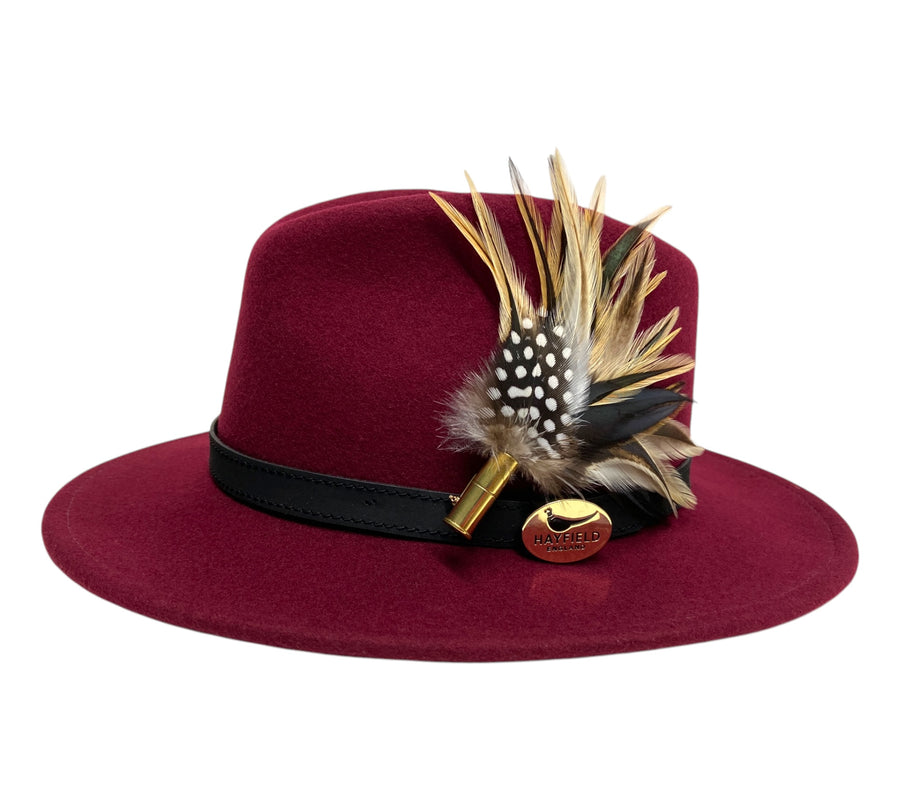 Seconds Product - Maroon Fedora And Feather