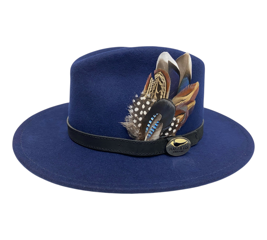 Seconds Product - Navy Blue Fedora And Feather