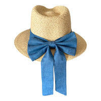 Henley Summer Fedora With Denim Bow