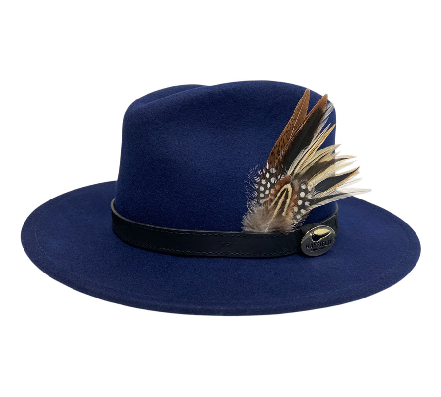 Seconds Product - Navy Blue Fedora And Feather