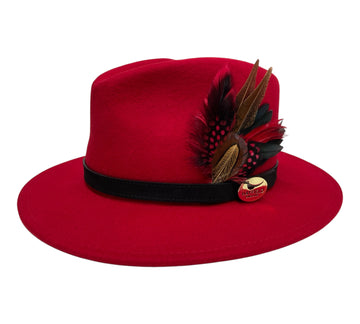 Seconds Product - Red Fedora And Feather