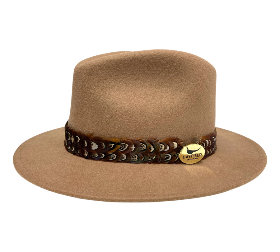 Seconds Product - Camel Fedora with Pheasant Wrap