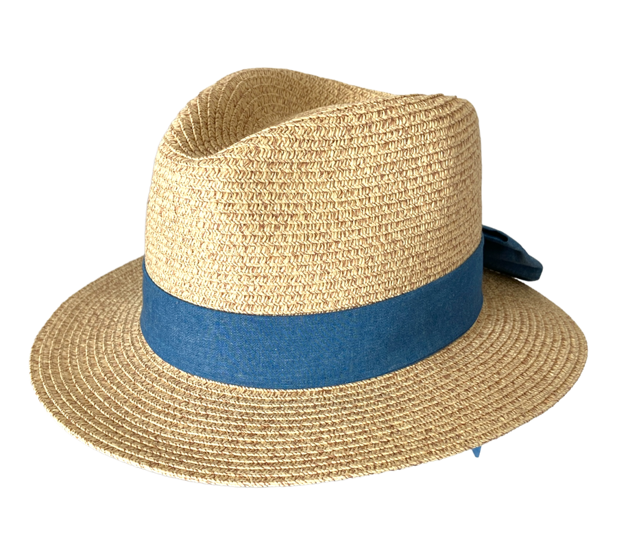 Henley Summer Fedora With Denim Bow