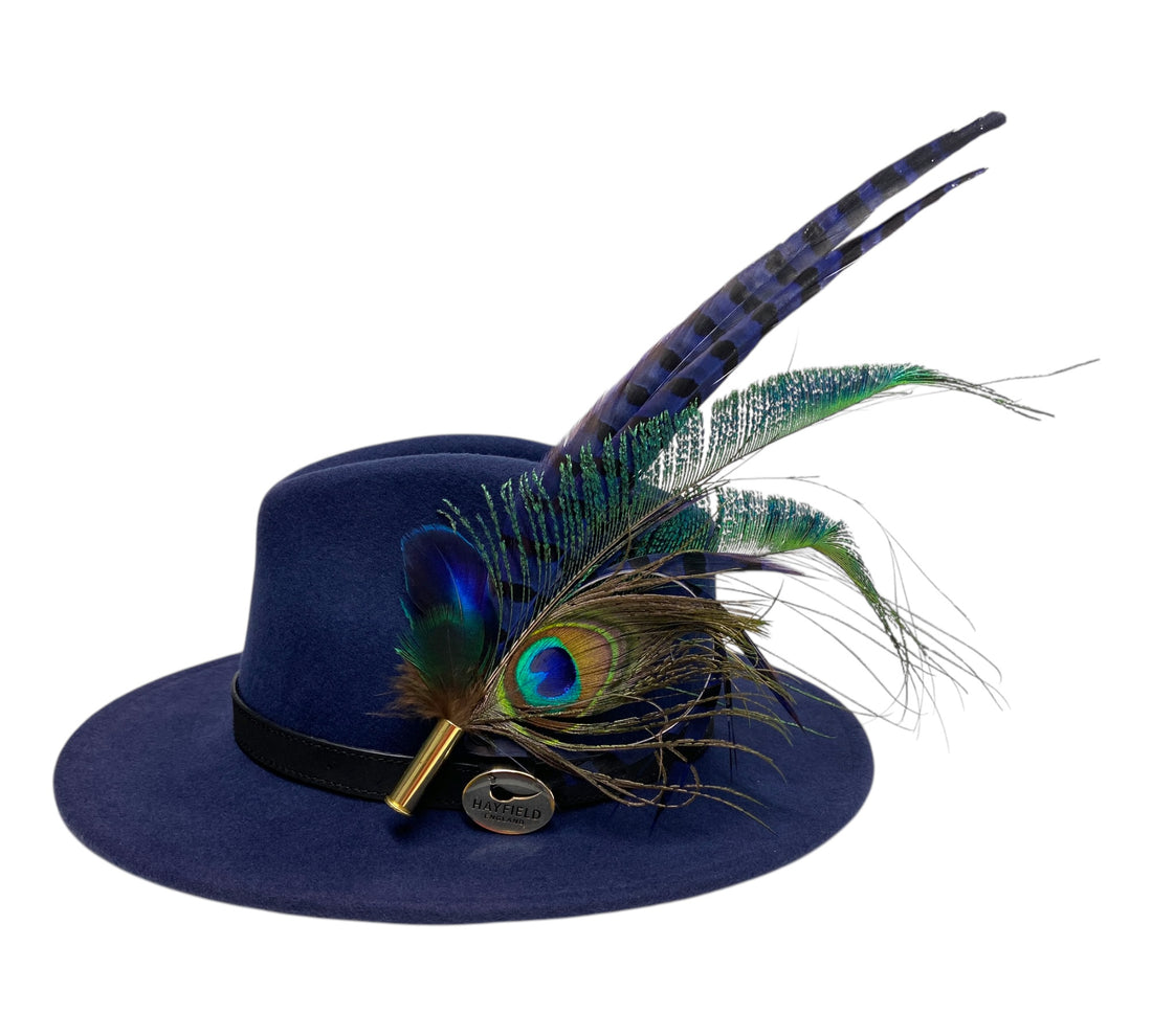 Seconds Product - Navy Blue Fedora And Feather