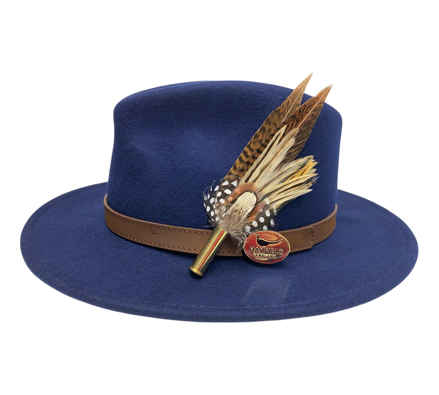 Seconds Product - Navy Blue Fedora And Feather