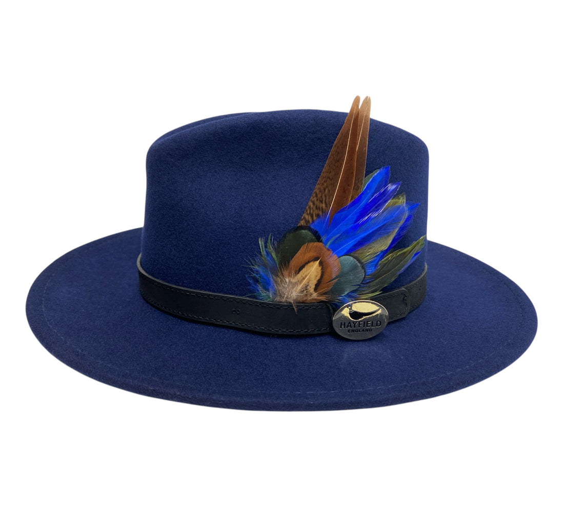 Seconds Product - Navy Blue Fedora And Feather