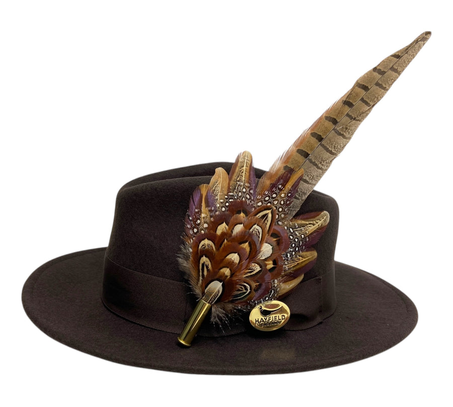 End Of Line - Brown Fedora With Matching Brown Ribbon and Seconds Feather