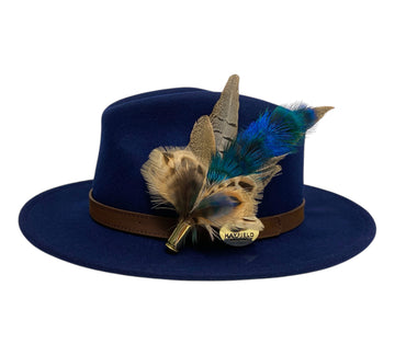 Seconds Product - Navy Fedora And Feather