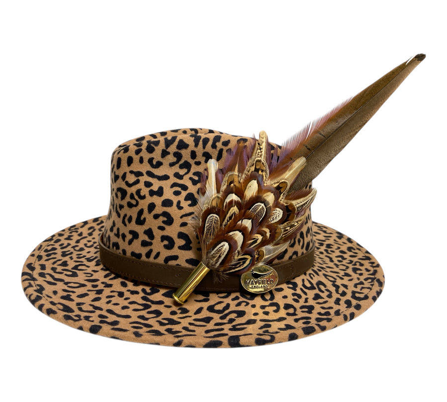 Seconds Product - Animal Print Fedora And Feather