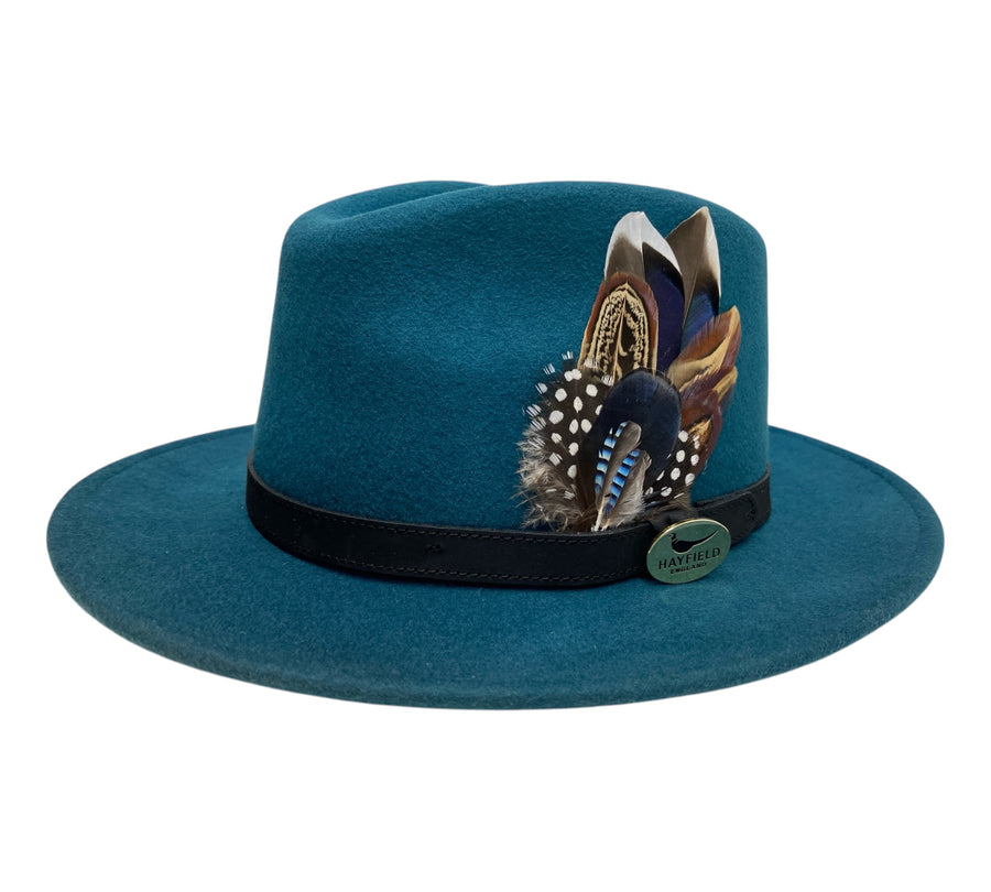 Seconds Product - Teal Fedora And Feather