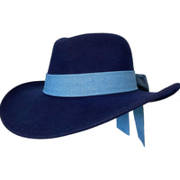 Navy Cowboy Hat with Denim Bow