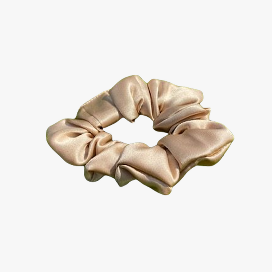 Luxury Tan Silk Hair Scrunchie