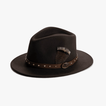 Brown Fedora with Swarovski Crystals - Hayfield England New